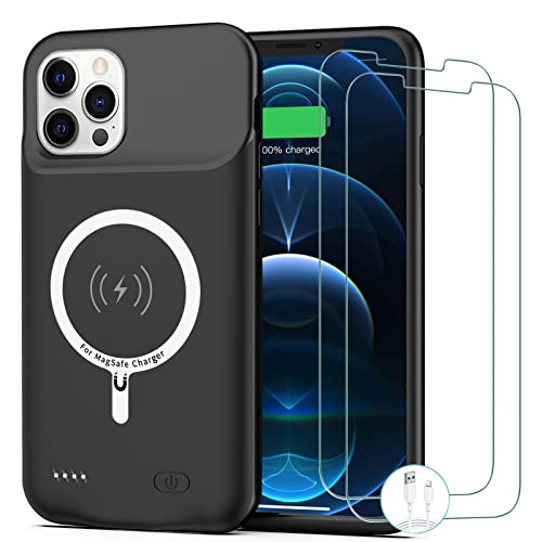 Battery Case For Iphone 12 Pro Max, [10800Mah] Enhanced Portable Protective Qi Wireless Charger Case Battery Pack With Carplay Wireless Charging Case Compatible For Iphone 12 Pro Max (6.7 Inch)-Black #TOP1