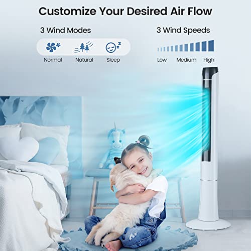 Tangkula 48-Inch Tower Fan With Remote Control, Quiet Bladeless Tower Fan W/ 3 Speeds, 3 Modes, 1-15H Timer & Led Display, 80° Oscillating Floor Standing Fan, Portable Circulating Fan For Home Office #TOP1