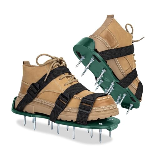 Fecovanti Aerator Shoes with Adjustable Strap,Heavy Duty Spikes for Grass Aerating Patio Garden,Fully Assembled Aerating Shoes for Yard Patio Lawn Garden