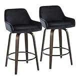 LumiSource Daniella Counter Stools for Kitchen Counter in Dark Brown Walnut Wood, Counter Height Chairs, Bar Stools Set of 2, Counter Height Chairs, Bar Stools for Kitchen Island