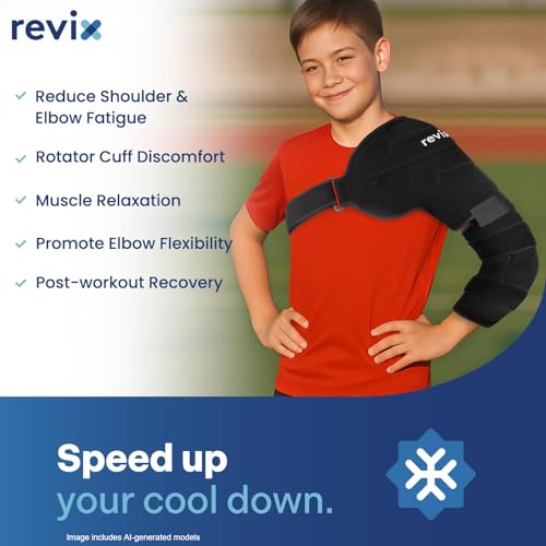 Image of REVIX Youth Shoulder Arm Ice Pack Wrap for Pitcher, Reusable Ice Arm Sleeve