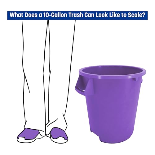 Image of SPARTA Bronco Waste Container Trash Container, Round Trash Bin for Disposal, 10 Gallons, Purple, (Pack of 6)