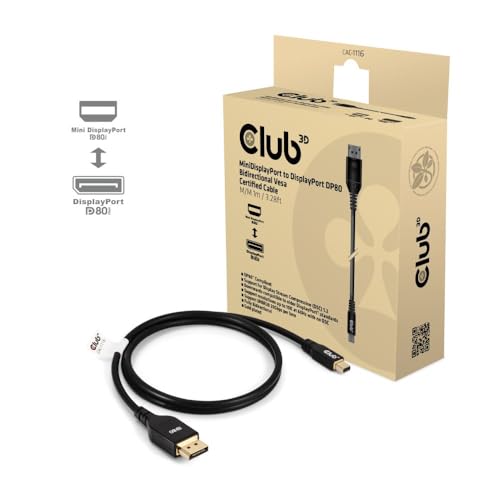 Club 3D CAC-1116 Mini DisplayPort to DisplayPort Bi-Directional VESA DP80 Certified Cable M/M 1m/3.28ft by Club 3D - Used condition - Image 3