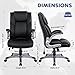 COLAMY High Back Executive Office Chair - Padded Leather Ergonomic Computer Desk Chair with Inflatable Lumbar Support & Flip-Up Arms, Adjustable Tilt Lock Swivel Task Chair for Home Office, Black