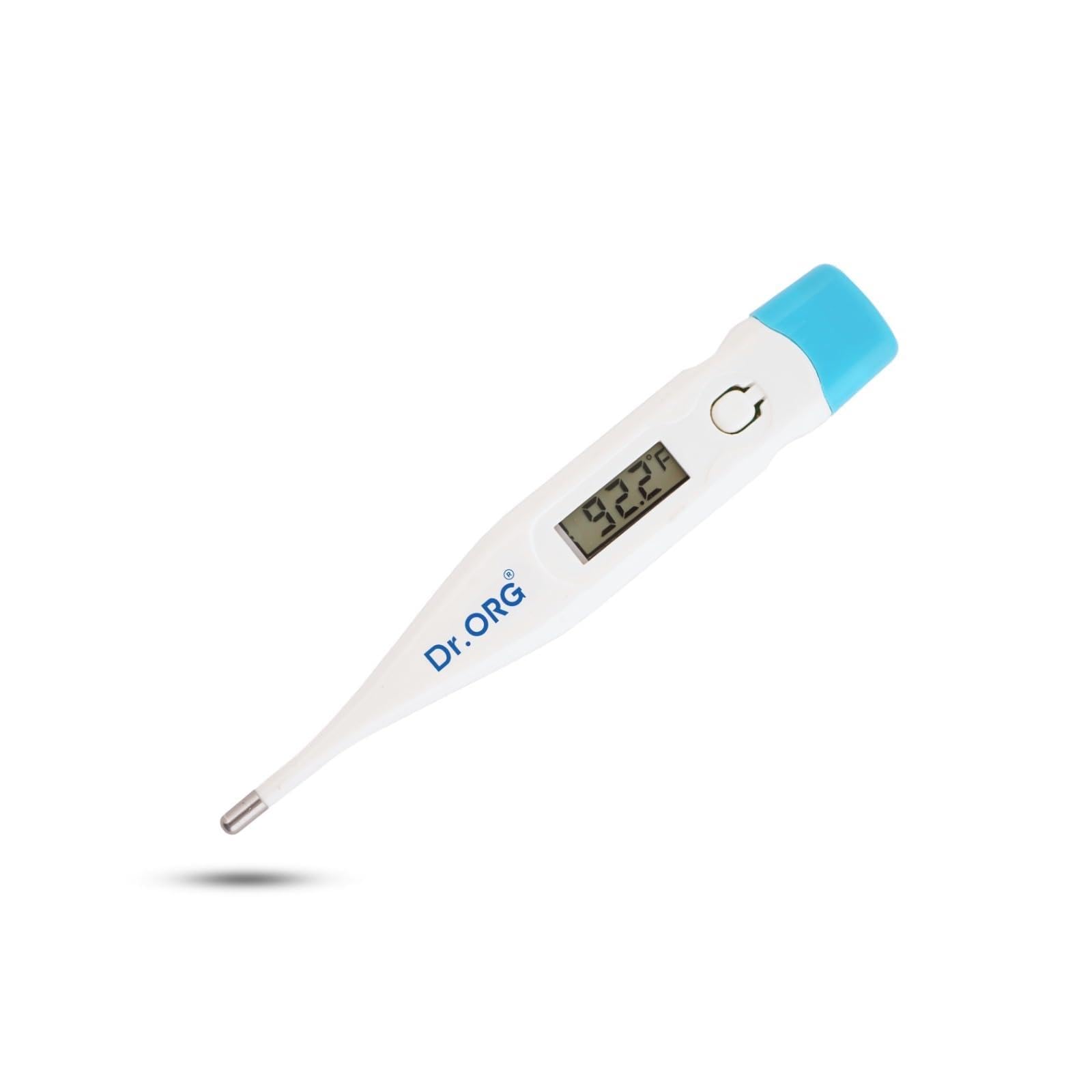 Dr.ORG Digital Thermometer with LCD Display, Quick 60 Second Reading, Oral & Underarm Temperature, Celsius & Fahrenheit, Water Resistant, White and Blue, Plastic, Reusable-image-35