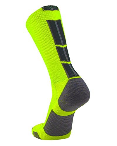 TCK Performance Crew Socks (Neon Yellow/Graphite/Black, Small)