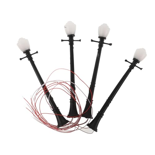 Toddmomy 4Pcs Miniature LED Light Double Headed Street Lamp for DIY Model Buildings Adaptable Design Effortless Setup Enhanced Illumination for Miniature Garden Scenes