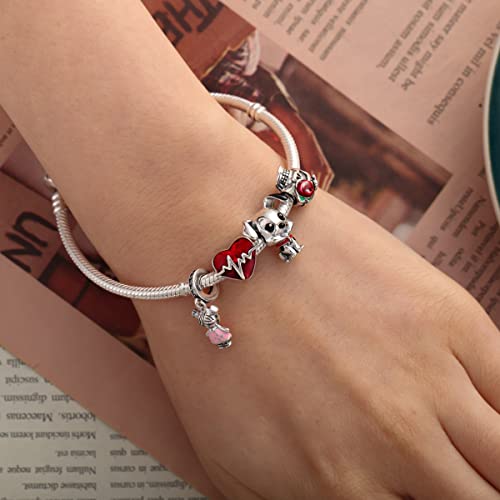 XinYouZhi Bracelet Beads S925 Sterling Silver Charms with Cubic Zirconia Jewelry Birthday Valentines Day Choice for Women2