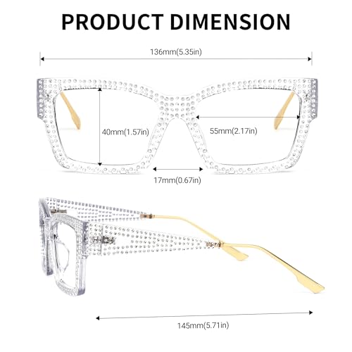 Image of VOOGLAM Glasses Waylon Rhinestone Frame Non-Prescription Eyeglasses