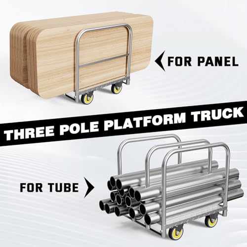 Panel Cart, Heavy Duty Flatbed Cart with 5In Swivel Caster 1500LBS Weight Capacity Lumber Drywall Mattress Cart Transporting Heavy Loads with Ease and Efficiency 2PCS Straps for Platform Truck - Thumbnail 4