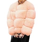  ZuzongYr Damen\'s Mäntel Frauen Steppjacke Winter Strickjacke Warme Puff Langarm Outwear Starke O-Ausschnitt Mantel Normallack Plüsch Jacke(XL,Pink)