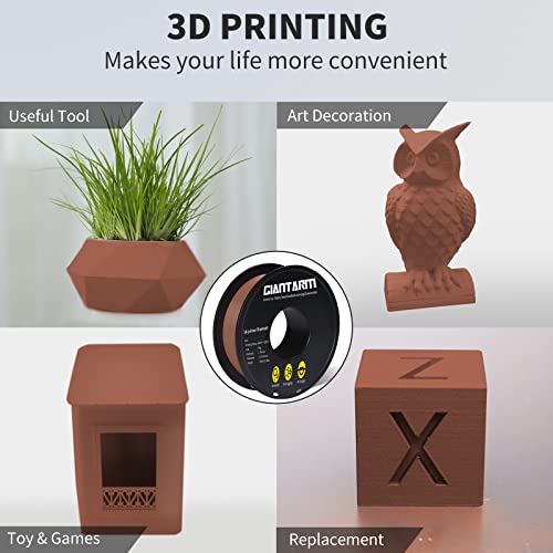 GIANTARM Matte PLA, 1.75mm PLA Filament, 1KG Spool(2.2lb), Vacuum Packaging, 3D Printer Filament for Bambu Lab (Matte Brown)