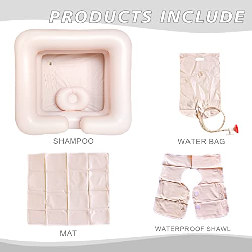 Portable Shampoo Bowl Sink Set, Inflatable Bedside Shampoo Basin Set, Hair & Color Hair, For Seniors, Disabled, Bedside & Disability (1Set=5Pcs) #TOP1