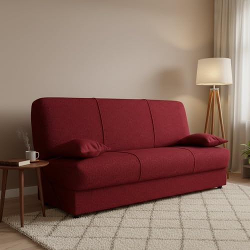 Prodotto di ottima fattura Dmora Divano Letto 3 Posti Alvaro 81x180 cm Nero Contenitore di Apertura Click-clack, Reclinabile