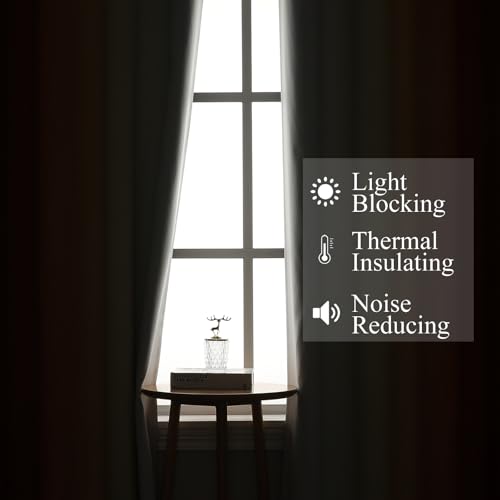 Image of Estelar Textiler Burnt Orange & Greyish White Ombre Blackout Curtains 96 Inch Length 2 Panels, Light Blocking Thermal Insulated Room Darkening Window Drapes for Bedroom /Living Room, 52x96 Inch