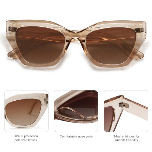 SOJOS Square Cat Eye Polarized Sunglasses for Women Retro Classic Vintage Trendy Cateye Shades Sunnies Gafas de sole SJ22354
