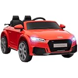 HOMCOM Coche Eléctrico para Niños 3+ Audi TT RS 12V 102x60x44 cm Rojo