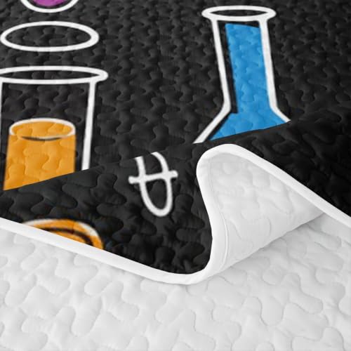 Erosebridal Chemistry Twin 2 Piece Quilt Set,Soft Lightweight Bedspread Coverlet with Pillowcase,Colorful Chemical Test Tube Science Bedding Housewarming Gift for Bedroom Decor Quilted Blanket - Image 6