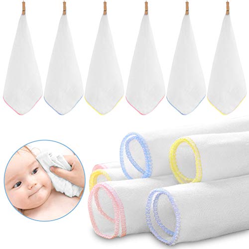 Phiraggit Paos de muselina para beb, 12 piezas de tela de algodn suave Servilletas para nios Pao de cara de beb, Pao, Toalla de bao para bebs y nias - 30x30cm