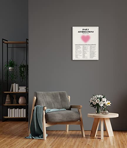 Litiu Inspirational Quote Daily Affirmations Pink Heart Framed Wall Art Canvas Prints Decor,11”X 14”,Daily Self-Love Affirmations Decorations For Home Bedroom Living Room Nursery Kids Room #TOP3