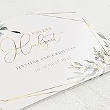sendmoments Einladungskarten Hochzeit, Tender Florals, C6 Klappkarten-Set, 5 Karten, mit Gold Veredelung, Hochzeitseinladung personalisierbar mit eigenem Text & Foto, optional mit passenden Umschlägen