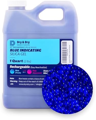 Dry & Dry [2 LBS] Blue Indicating Silica Gel Beads Desiccants (Industry Standard 3-5 mm) - Reusable Desiccant Beads Silica Beads(Blue to Pink) Moisture Absorbers