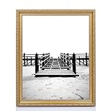 Cadre photo à accrocher - En bois - 70 x 100 cm - Doré - 40 tailles différentes - Sélectionnables - Sans passe-partout - Athènes