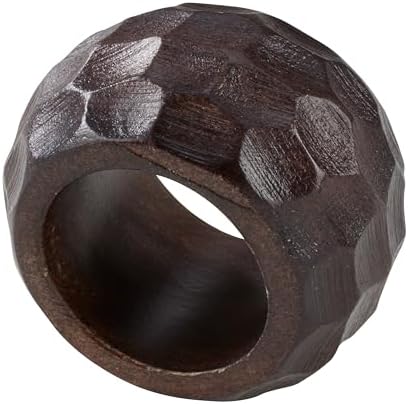Saro Lifestyle Chunky Wood Napkin Rings (Set of 4), Coffee