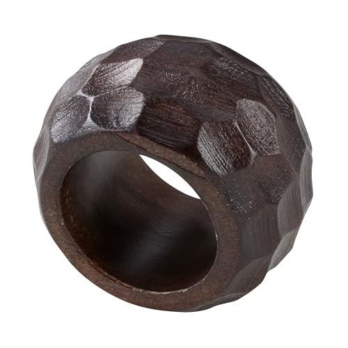 Saro Lifestyle Chunky Wood Napkin Rings (Set of 4), Coffee