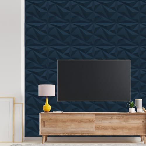 Image of Kayra Decor 3D PVC Wall Panel Alps Design Navy Blue Color 19.7 inch x 19.7 inch (Pack of 12) - Covers 32.34 Sq. Ft.
