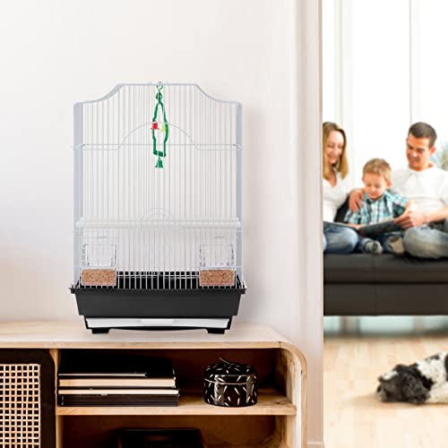 Image of Relaxdays Bird Cage, Birdcage, Perches, Swing, Feeders, H x W x D 49.5 x 35 x 32 cm, Black, Steel 50% Plastic