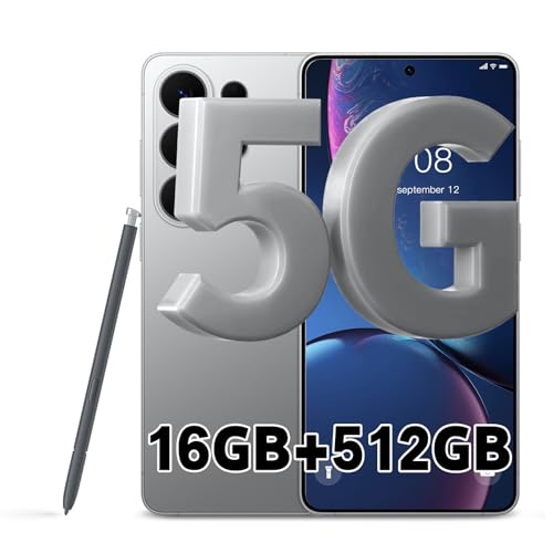 FNCOCO I26 Ultra 5G Unlocked Cell Phones, Build in Pen,16GB+512GB Phone, 108MP Camera, Android 16 Smartphone, 6.9“+120Hz HD Screen, 7000mAh Long Battery Life, Dual SIM, Face ID, GPS-Grey
