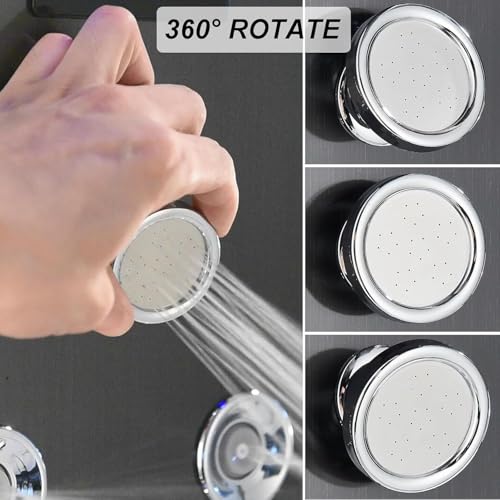 Image of B Backline Stainless Steel 304 Shower Panel 6-in-1 Thermostatic LED Rainfall Shower System - Hot & Cold Water | Handheld Shower | Body Massage Jets | Waterfall Spout Bathroom (Black)