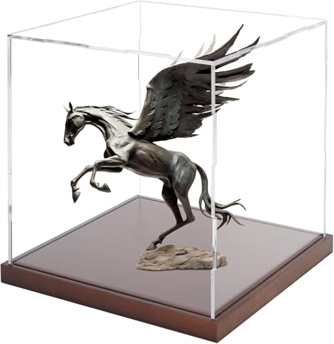 Image of 7x7x7 Inch Acrylic Display Case with 4mm Wooden Base - Clear Self-Assembly Display Box for Collectibles, Action Figures, Figurines, Toys & More