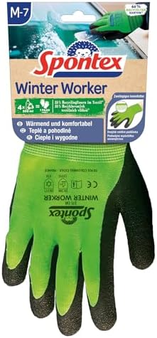 Spontex Winter Worker Arbeitshandschuh, für grobe Arbeiten bei Kälte, aus recycelten PET-Flaschen, Größe M, 1 Paar, Farbe nicht frei wählbar