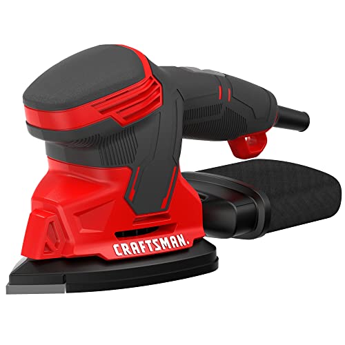 Craftsman Detail Sander, Corded Mouse Sander for Woodworking, Includes 2 Attachments, Sandpaper Sheets and Dust Bag (CMEW210) by CRAFTSMAN - Used condition - CA$69.36