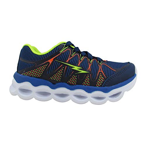 Tênis Infantil Masculino com Luzes de Led MP1717A - AS014 cor:Azul Marinho-Limão;Tamanho:32