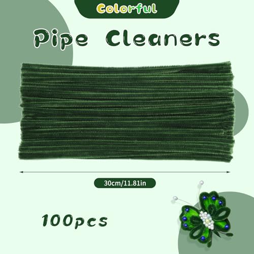 Image of ZXIIXZ Pipe Cleaners, 100Pcs Green Pipe Cleaners Bulk for Making Flowers