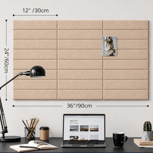 Image of Quiet Canvas Parallel Pinboard, 1x1 ft, Pack of 6, 50 PushPins, (Sand)