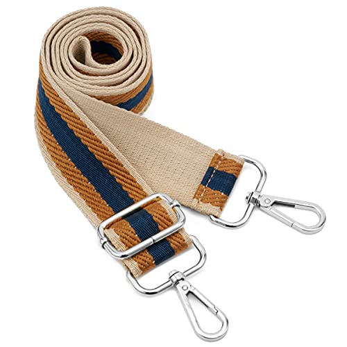 Image of Silvery Buckles Wide Shoulder Strap Adjustable Replacement Belt Crossbody Canvas Bag Handbag
