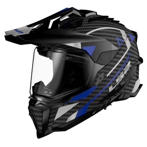 Casque moto cross LS2 Explorer Carbon integral bleu enduro mixte