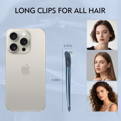 Peine para peinado con clips antideslizantes azul miniatura 2
