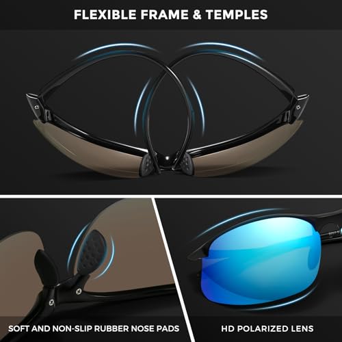Image of SUNGAIT Ultra Lightweight Rimless Polarized Sports Sunglasses for Men Fishing Running UV400 Protection