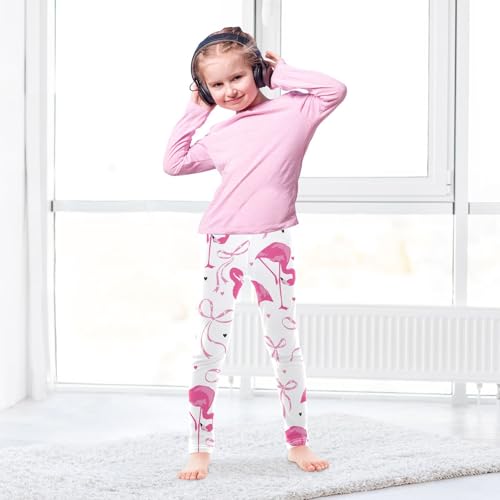 Flamingo Bow Girls Leggings,Workout Leggings for Girls Toddler Athletic Legging Size for 3-10T4