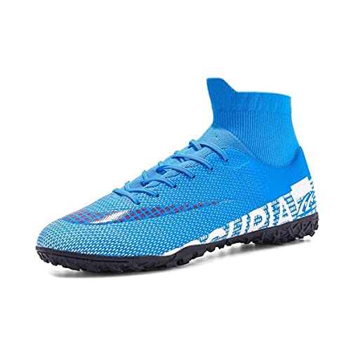 YXIAOL Botas Fútbol para Adolescentes, Zapatos Fútbol Alta Ventilación, Zapatos Juego/Entrenamiento, Adecuados para Entrenadores Masculinos/Femeninos,Broken Nail Blue-36 EU Cover