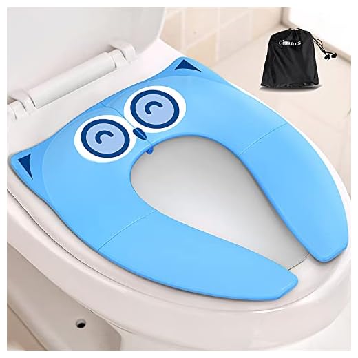 Gimars Upgrade Stable Folding Travel Portable Potty Training Seat Fits Most Toilets, No Falling in with 6 Large Non-slip Silicone Pad, Home Reusable with Carry Bag for Toddlers and Kids, Blue