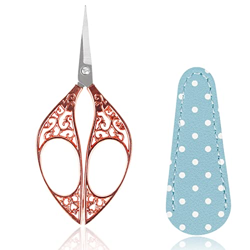 Bihrtc 4.4Inch Sewing Scissors Small Crochet Scissors With Leather Case Stainless Steel Sharp Tip Scissors Shears For Needlework Threading Craft Art Work Diy Tools Cross Sticth Scissor #TOP28