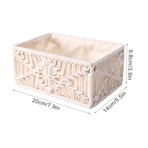 Contenedores de macramé con forro de tela decorativos estilo costero boho 7