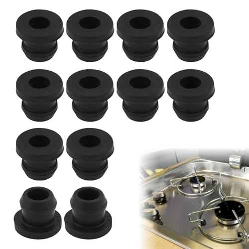 Lyivisk 12 Pièces Bouchons en Caoutchouc Coniques pour Cuisinière de Camping-Car, Pieds en Caoutchouc Anti-Rouille pour Supports 5mm, Compatible Dometic, Smev & Thetford Accessoires Camping-Car