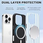 Magnetic for iPhone 13/14 Case Cute Stripes Phone Case, Shockproof Slim TPU and Hard PC Protective Phone Cover Compatible with MagSafe Designed for Women Girls, Blue and White